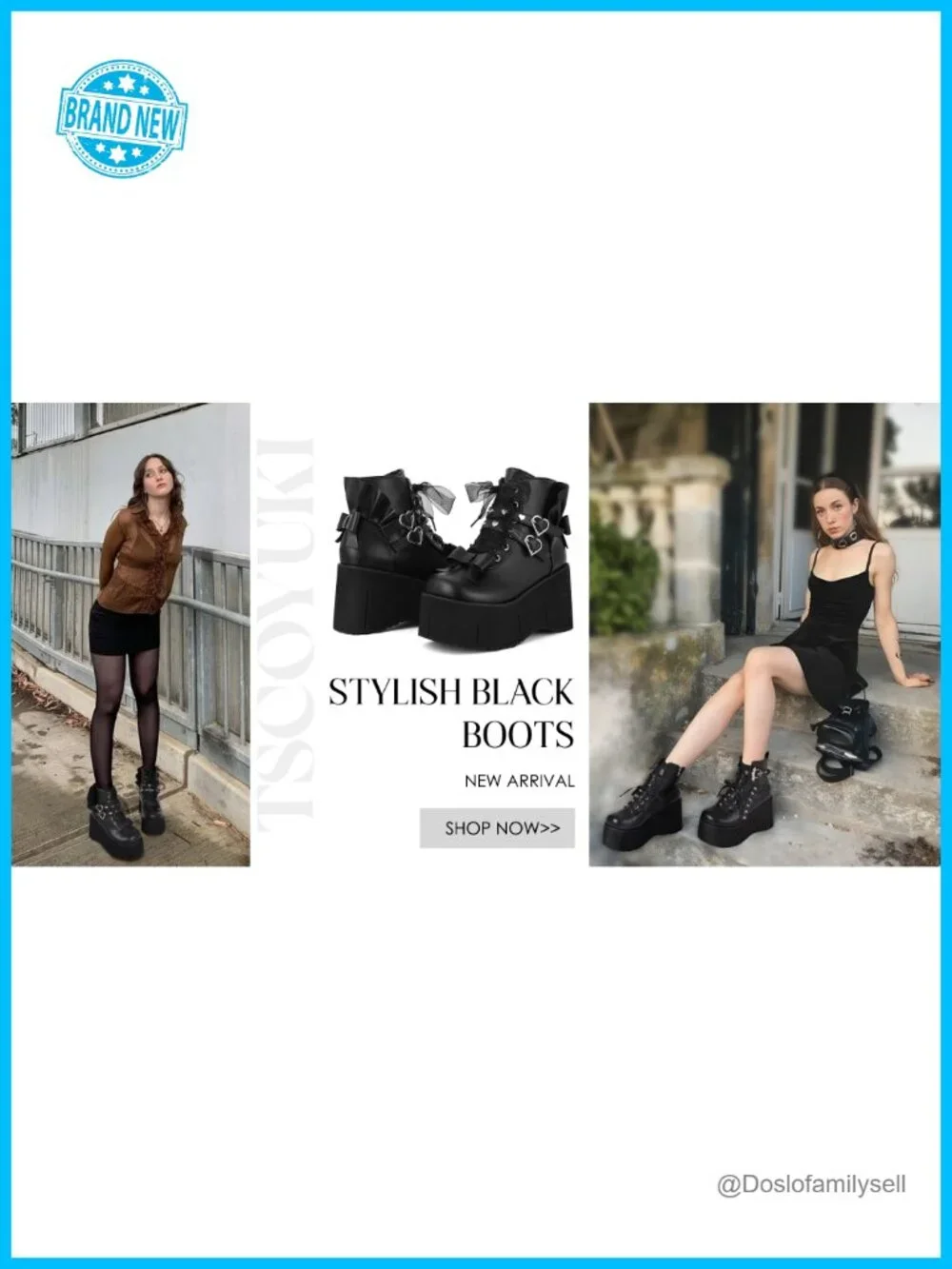Women's Goth Platform Ankle Boots Vegan PU Leather Chunky Wedge Heel
